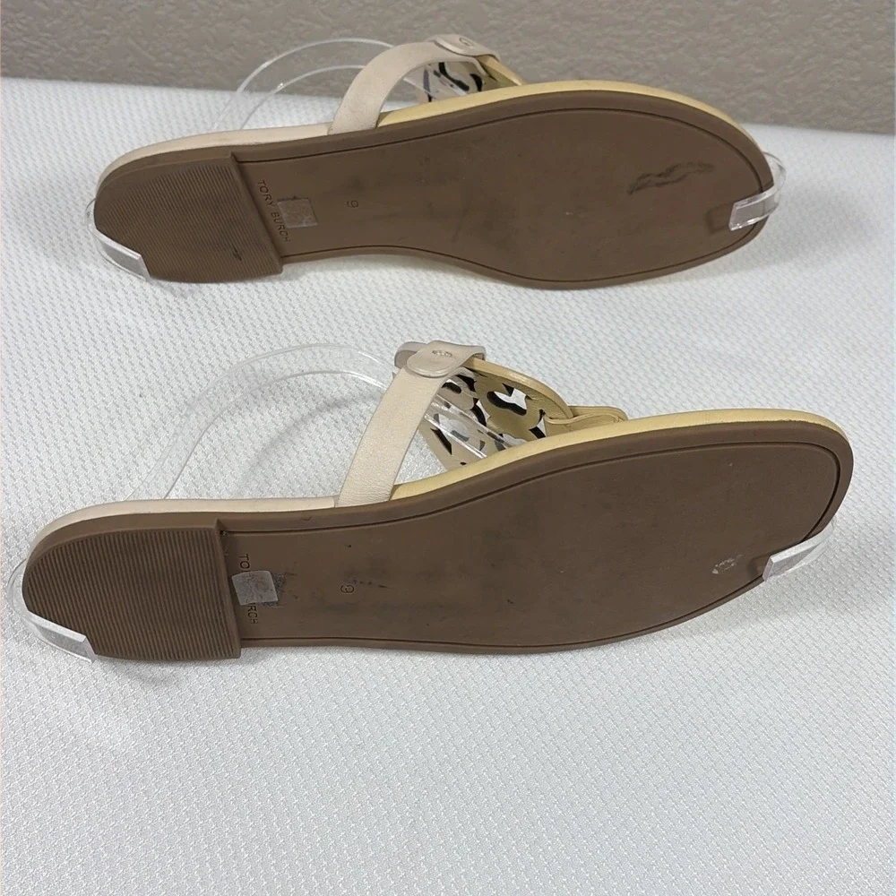 TORY BURCH Soft Miller Sandals Bicolor Sweet Corn New Ivory‎ 9M